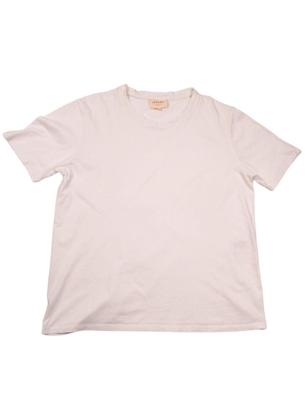 Sézane White Crew Neck Cotton T-Shirt Size S